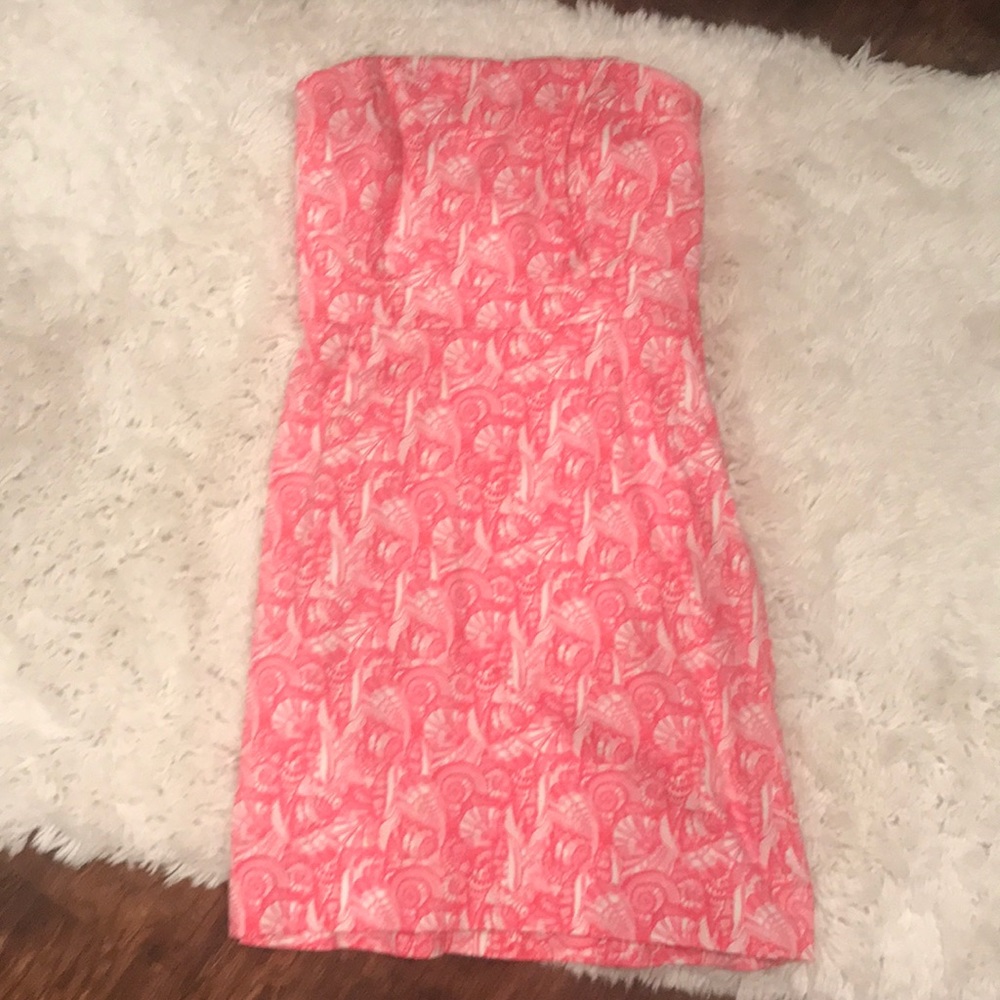 Pink, strapless vineyard vines dress